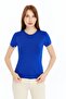 Women's Cobalt Blue Round Neck Short Sleeve Viscose Blouse - 5