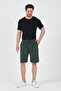 Men's Khaki Elastic Waist Linen Shorts & Bermuda with Pockets - 5