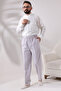 Men's Stone Relaxed Cut Elastic Waist Linen Hajj and Umrah Shalwar Pants - 7