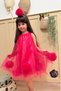 Fuchsia Sleeveless Baby Girl & Girl's Dress with Pompom Hem and Pompom Crown - Lara - 7
