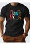 qubo Unisex Oversized Printed Cotton Crew Neck Short Sleeve BLACK T-shirt