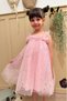 Pink Star Printed Tulle Ruffle Strap Sleeve Cotton Lined Girl's Baby Girl Dress - 6