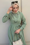 Tricotone Fabric Lacing Detailed Hijab Dress - 2
