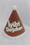 Hood Happy Birthday Birthday Hat with White Writing on Brown Mini Size 13*13cm