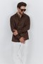 Men's Bian 100% Linen Shirt Coffee Color - 7