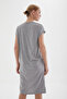 Women's Relaxed Cut Biscuit Neck Combed Cotton Dress - 5