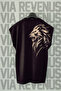 Lion Back Printed Zero Sleeve Crew Neck Sports Tshirt