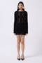 Women's See-Through Look Long Sleeve Black Beach Dress 003