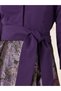 Floral Print 3/4 Sleeves A-Line Maxi Dress with Tie Detail - 4