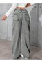 Kayla Gray Super High Waist Wide Leg Jeans Lycra Loose Leg Denim Jeans Trousers - 2