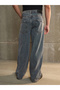 Washed Front Pintuck Detail Wide Leg Jeans - 5