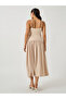 Flower Applique Strappy A-Line Midi Dress - 5