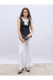 Contrast Notch Lapel Sleeveless Top with Bow Detail