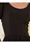 Solid Puff Sleeves Round Neck A-Line Maxi Dress - 4