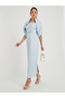 Jacquard Bardot Neck Sheath Maxi Dress with Cape Overlay
