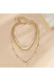 Senky 4 Pieces Gold Chain White Stone Necklace Set - 4