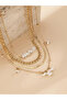 Senky 4 Pieces Gold Chain White Stone Necklace Set - 2