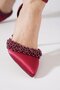 Vanles Pearl Ankle Scarf Women's Evening Dress Shoes Burgundy Satin - 5