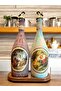 Special Design Vintage Patterned 2-Piece 750 ml Olive Oil Liquid Bottle Oil Pot with Presentation Stand