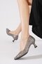 Mersgew Glass Stone Low Mesh Women's Evening Dress Shoes Platinum Plated