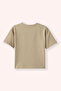 Boy's Khaki T-Shirt with Shoulder Detail - 3