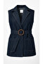 Women's Vintage Design Denim Belted Vest