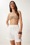 Scallop Embroidered Muslin Shorts Ecru Lhf0029 - 3