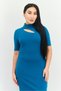 Women Mock Neck Cut Out Detail Midi Dress, Teal - 2