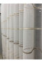 Ecru Ground Coffee Tone Horizontal Stripes 1/3 Dense Pleated Tulle Curtain