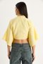 Women's Lemon Yellow Wide Sleeve V-Neck Muslin Blouse with Tie Detail 4729 60283396 - 8