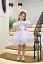 GIRL'S FORMAL DRESS WITH LAYERED FLORAL SLEEVES, OFF-SHOULDER, STONE DETAIL, AND RUFFLED SKIRT. - 3
