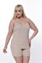 Milk Coffee Large Size Ribbed Shorts Set - 6