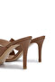 Women's Genuine Leather Tan Leather Heeled Slippers - 4