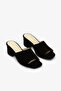 Black Suede Genuine Leather Thick Heeled Women's Slippers - 2