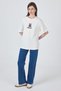 White Teddy Bear Printed Crew Neck Oversize T-Shirt 5530 - 5
