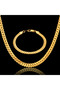 Gold crush flat snake steel unisex necklace and bracelet set eck37s - 5