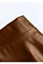 Women's Tan Faux Leather Mevlana Skirt, Long, Front Zippered, for Everyday & Evening Elegance - 2
