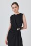 Black Sleeveless Side Pleat Detailed Buckle Dress 251633 - 3