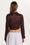 Women's Slim Fit Slim Fit Long Sleeve Classic Collar Brown Shirt - 5