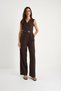 Women's Bitter Brown V-Neck Belted Wide Leg Jumpsuit with Pockets 90021 60283050 - 3
