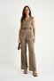 Women's Mink V-Neck Belted Wide Leg Jumpsuit with Pockets 90021 60283050 - 2