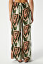Women's Jade Green Brown Waist Elastic 100% Viscose Summer Trousers - 4
