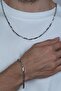 Square cube model men's steel necklace chain and bracelet set eck05s - 2
