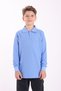 Unisex Children's Polo Neck School T-Shirt Basic Long-Sleeved T-Shirt 5-16 Years Blue - 6