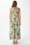 Women's Maria Green Floral Waist Elastic Viscose Dress - 4