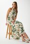 Women's Maria Green Floral Waist Elastic Viscose Dress - 3