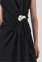 Black Sleeveless Side Pleat Detailed Buckle Dress 251633 - 7