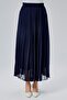 Patterned Lined Pleated Elastic-Waist Chiffon Skirt Pleated