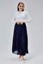 Patterned Lined Pleated Elastic-Waist Chiffon Skirt Pleated - 5