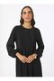 Brit Buttoned Ribbed Detail Hijab Dress - Black - - 2